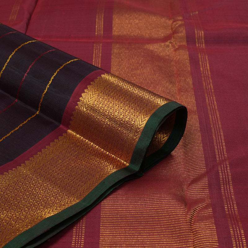 Hayagrivas Handloom Nagapazham Kanjivaram Silk Saree with Maroon Border KBF246E4-3