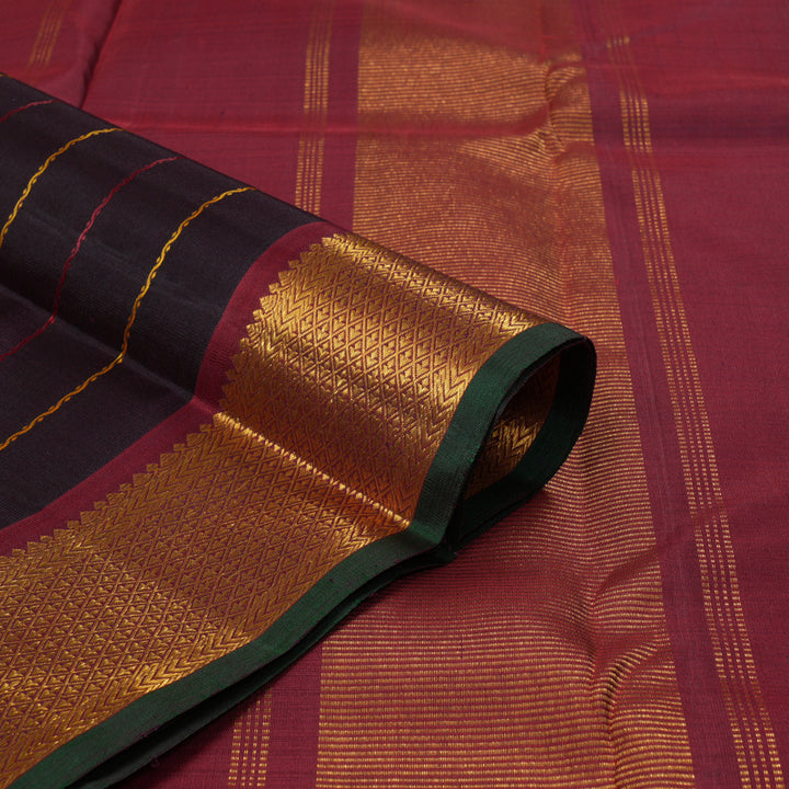 Hayagrivas Handloom Nagapazham Kanjivaram Silk Saree with Maroon Border KBF246E4-3