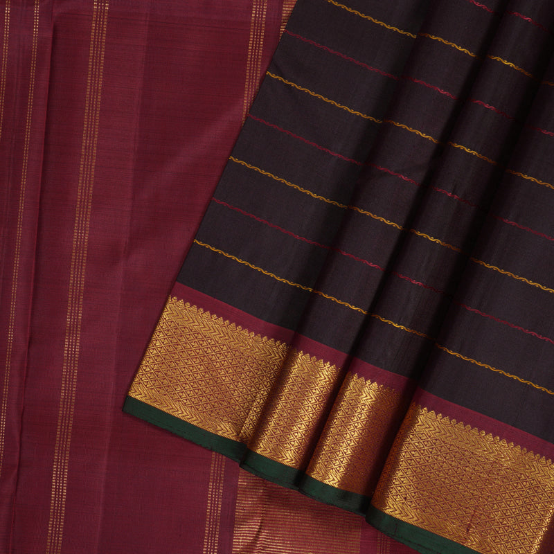Hayagrivas Handloom Nagapazham Kanjivaram Silk Saree with Maroon Border KBF246E4-3
