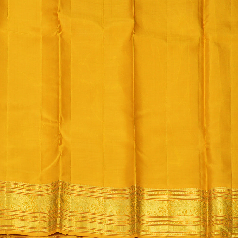Hayagrivas Handloom Pinkish-Maroon Kanjivaram Silk Saree with Mustard Yellow Border KBF246E6-1