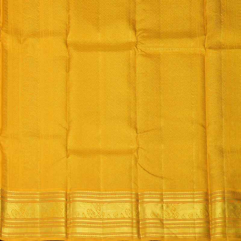 Hayagrivas Handloom Pinkish-Maroon Kanjivaram Silk Saree with Mustard Yellow Border KBF246E6-1