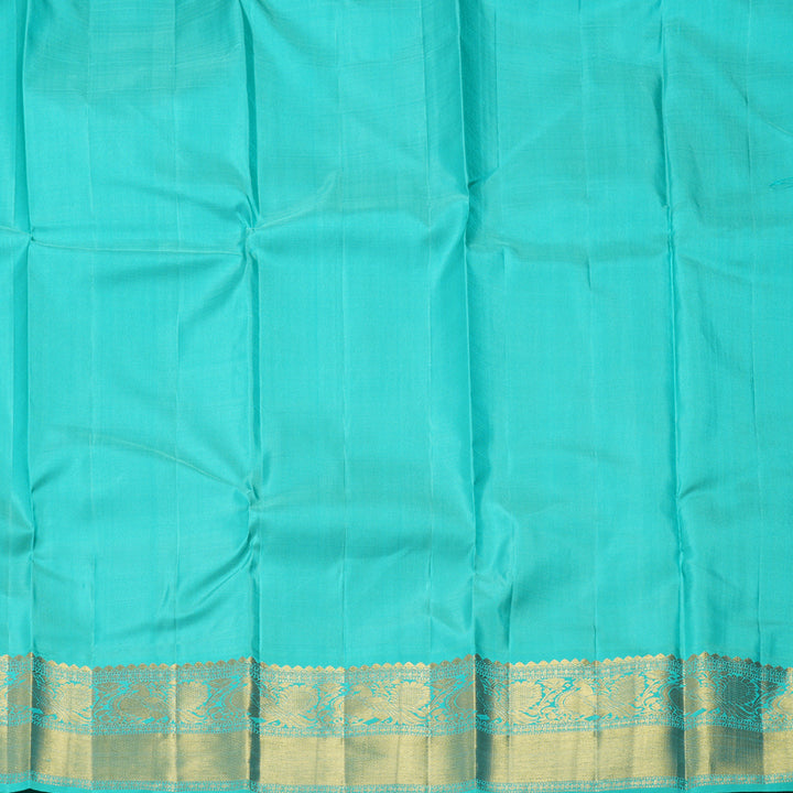 Hayagrivas Handloom Purple Kanjivaram Silk Saree with Sea Green Border KBF246E6-2