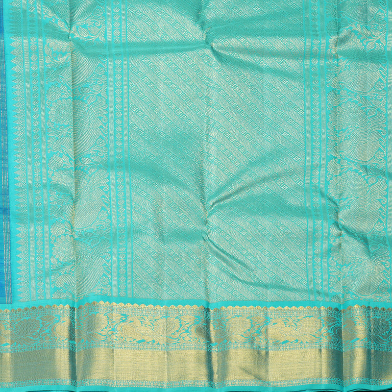 Hayagrivas Handloom Purple Kanjivaram Silk Saree with Sea Green Border KBF246E6-2