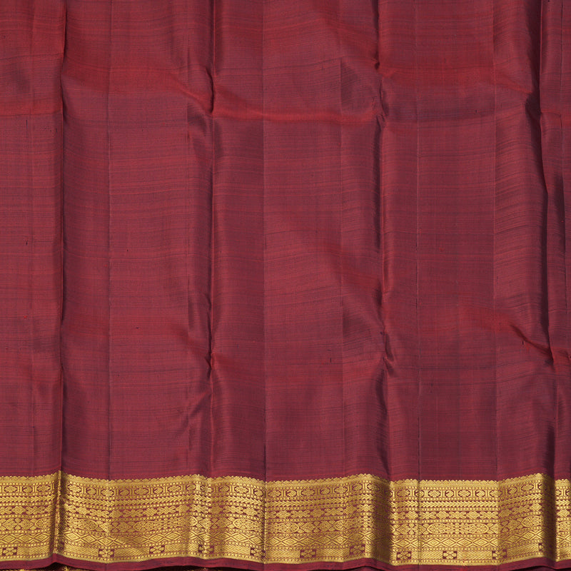 Hayagrivas Handloom Deep Jamun Kanjivaram Silk Saree with Maroon Border KBF247E2-1