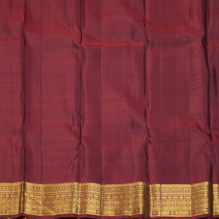 Hayagrivas Handloom Deep Jamun Kanjivaram Silk Saree with Maroon Border KBF247E2-1