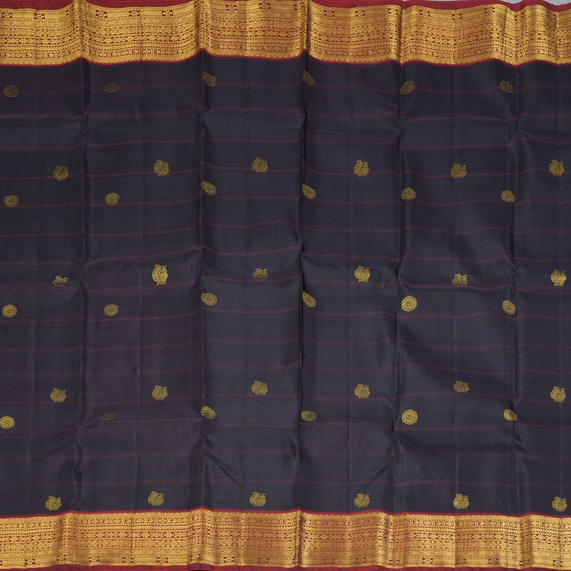 Hayagrivas Handloom Deep Jamun Kanjivaram Silk Saree with Maroon Border KBF247E2-1