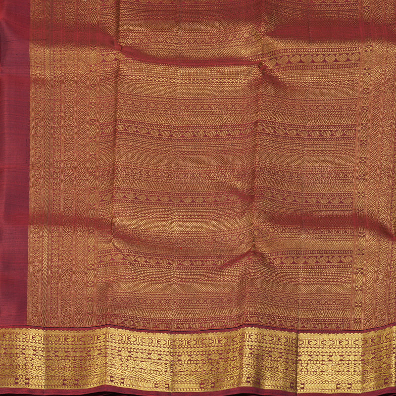 Hayagrivas Handloom Deep Jamun Kanjivaram Silk Saree with Maroon Border KBF247E2-1