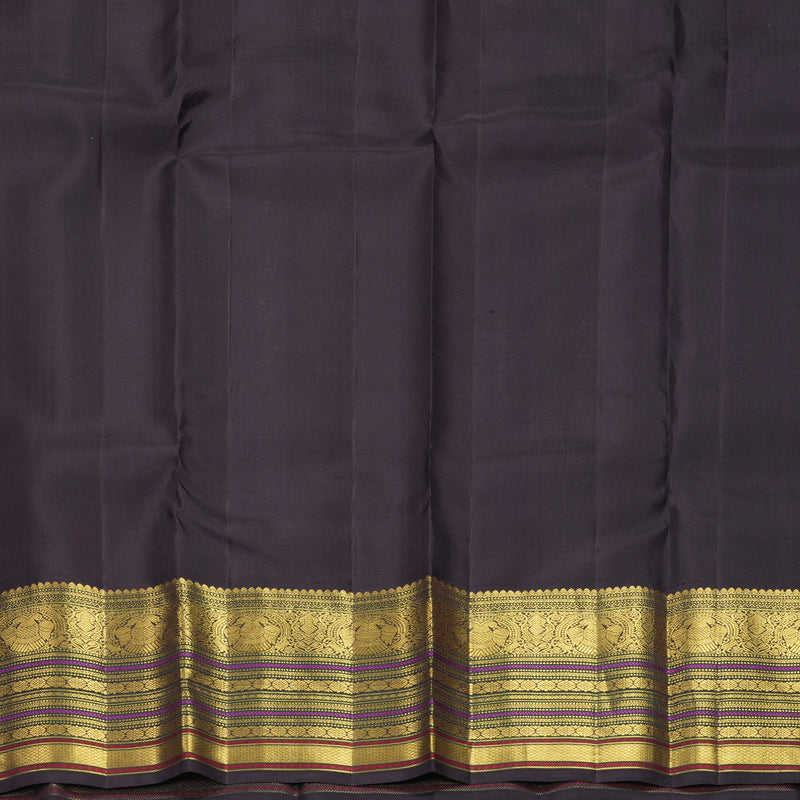 Hayagrivas Handloom Half-White Kanjivaram Silk Saree with Deep Jamun Border KBF247E5-1