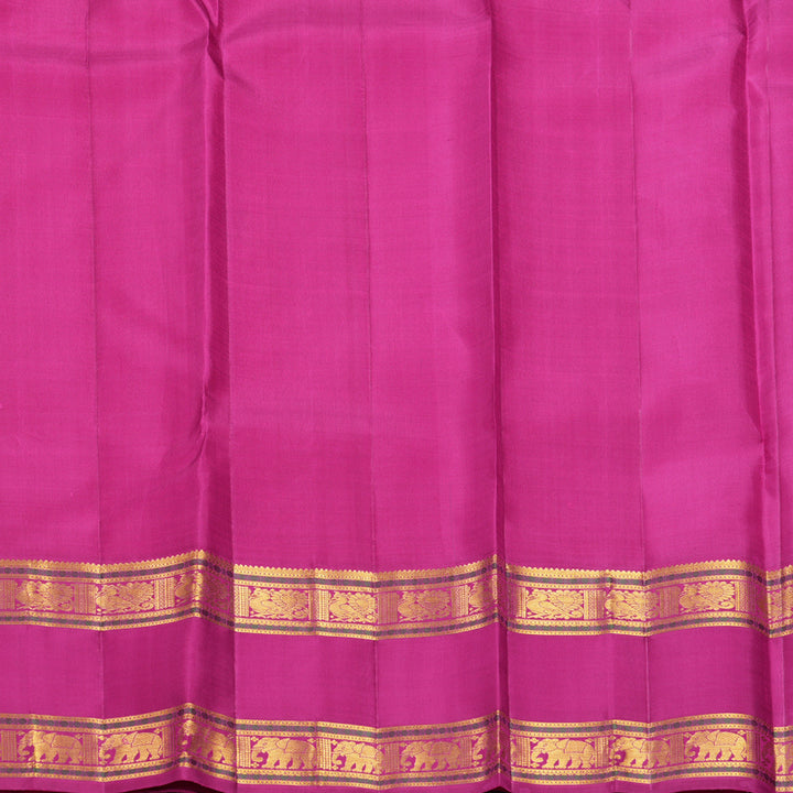 Hayagrivas Handloom Yellow Kanjivaram Silk Saree with Magenta-Pink Border KBF247E9-1