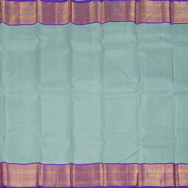 Hayagrivas Handloom Powder Green Kanjivaram Silk Saree with Purple Border KBF248E13-3