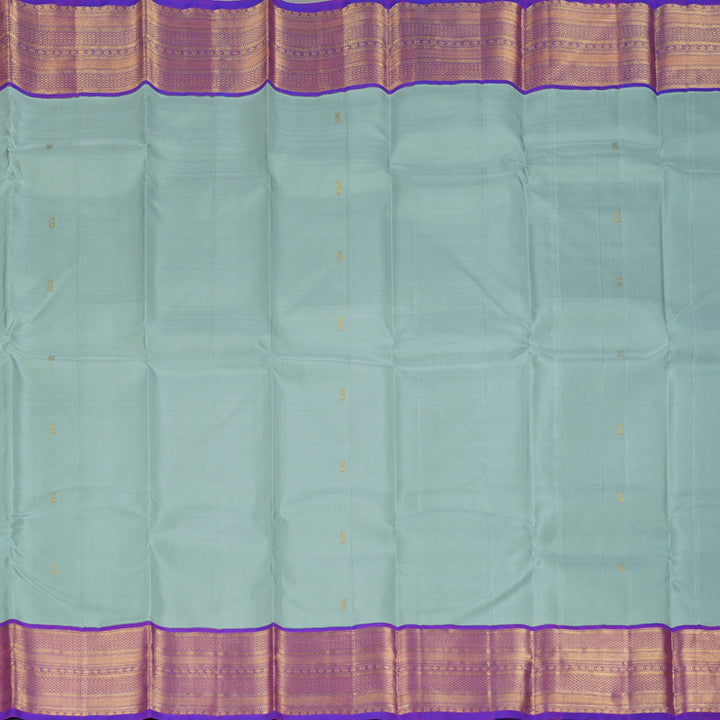 Hayagrivas Handloom Powder Green Kanjivaram Silk Saree with Purple Border KBF248E13-3