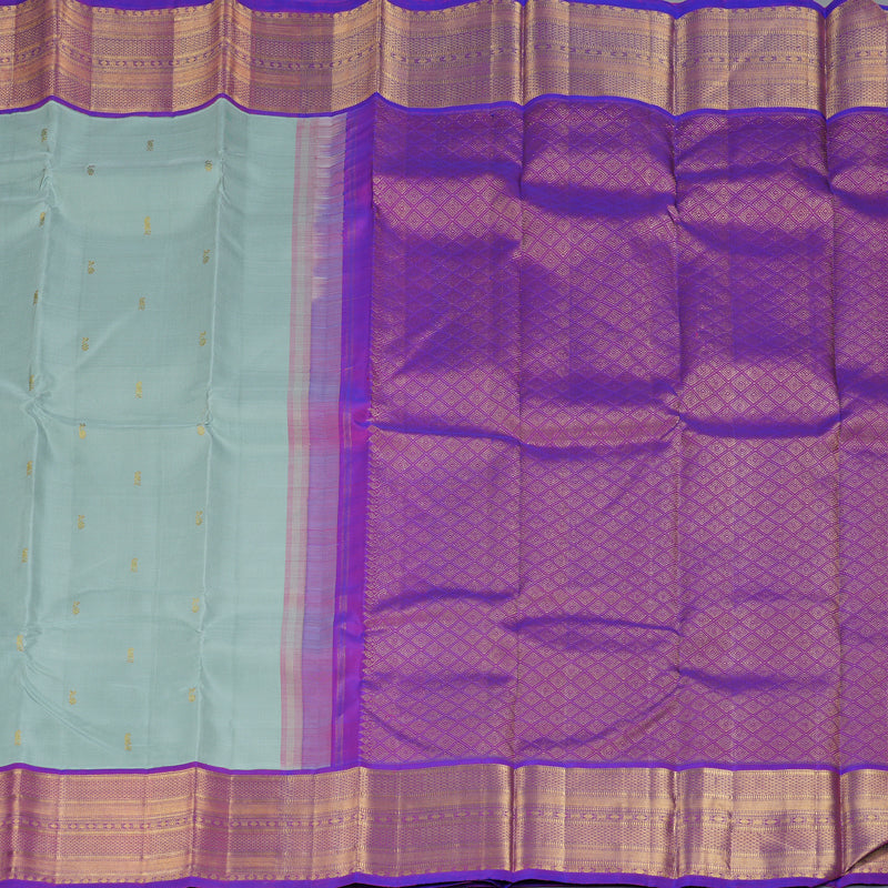 Hayagrivas Handloom Powder Green Kanjivaram Silk Saree with Purple Border KBF248E13-3