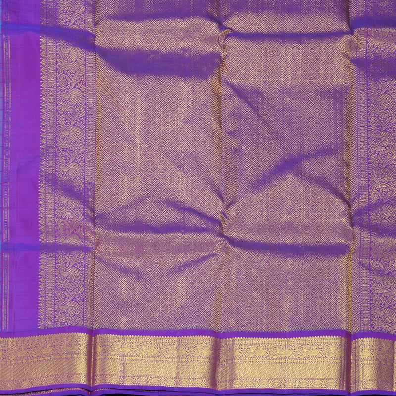 Hayagrivas Handloom Sky Blue Kanjivaram Silk Saree with Purple Border KBF248E7-1