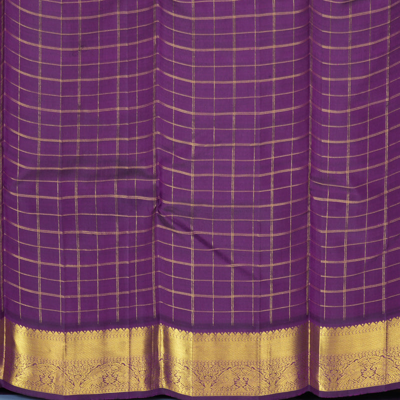 Hayagrivas Handloom Blue-Green Kanjivaram Silk Saree with Purple Border KBF248E8-1