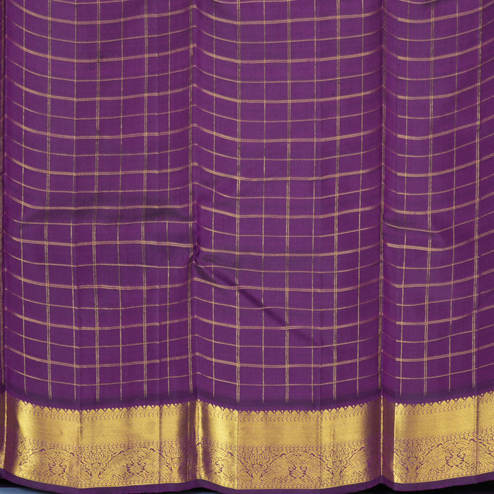 Hayagrivas Handloom Blue-Green Kanjivaram Silk Saree with Purple Border KBF248E8-1