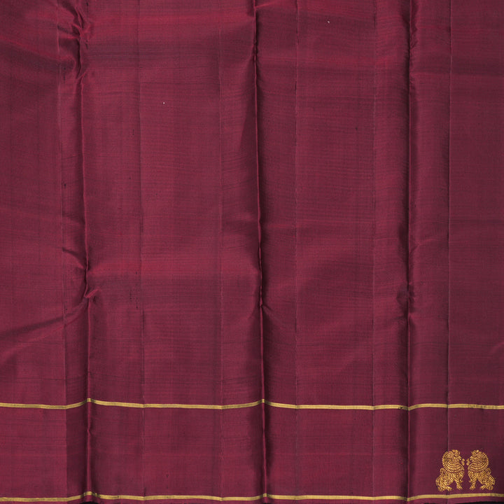 Hayagrivas Handloom Black &amp; Grey Stripes Kanjivaram Silk Saree with Wine Maroon Border KBF249E1-1