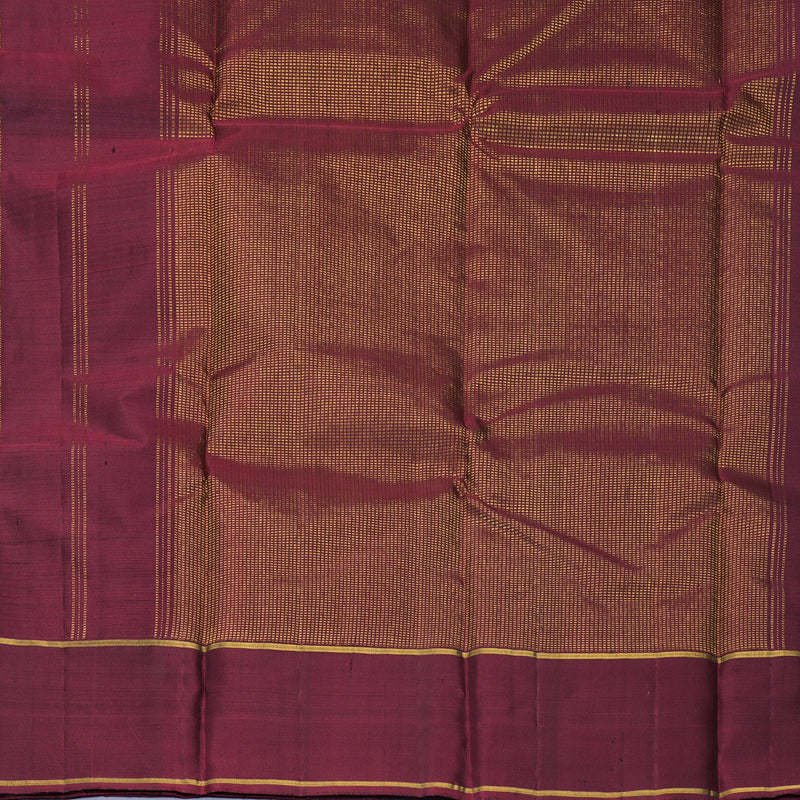Hayagrivas Handloom Black &amp; Grey Stripes Kanjivaram Silk Saree with Wine Maroon Border KBF249E1-1