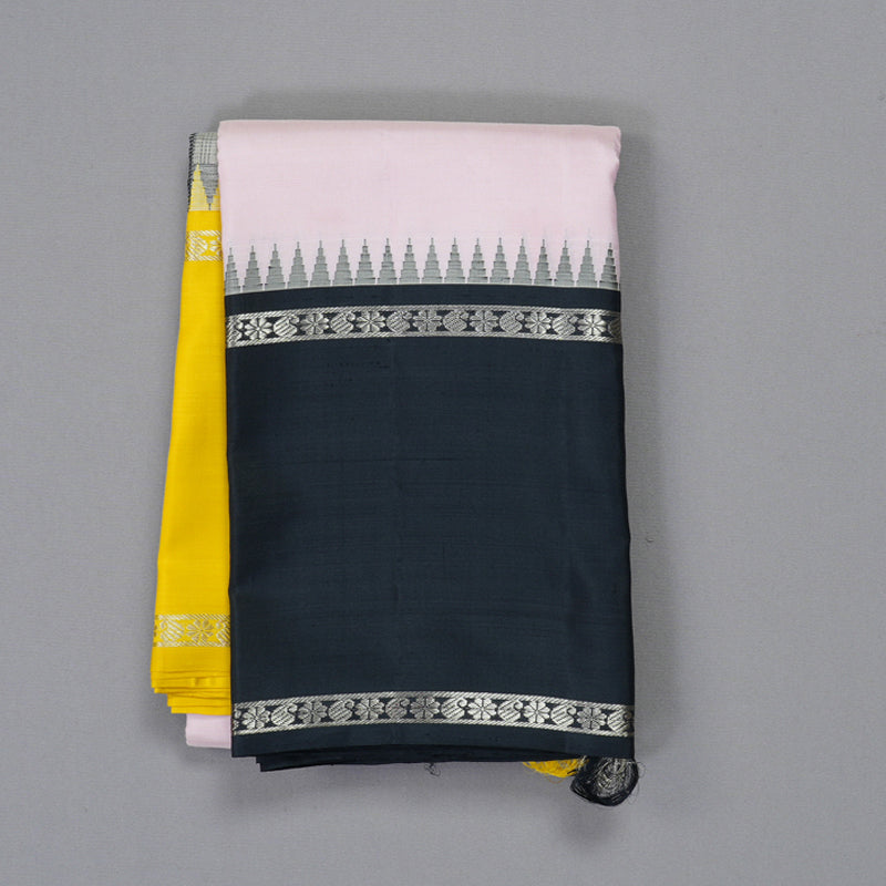 Hayagrivas Handloom Baby Pink Kanjivaram Silk Saree with Ganga Jamuna Border KBF249E11-1