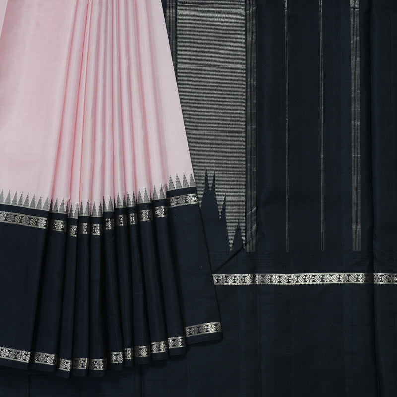 Hayagrivas Handloom Baby Pink Kanjivaram Silk Saree with Ganga Jamuna Border KBF249E11-1