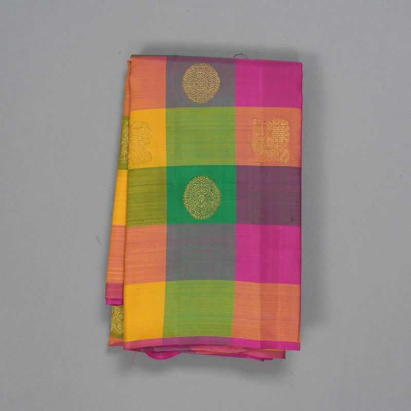 Hayagrivas Handloom Multicolour Checks Kanjivaram Silk Saree KBF249E3-1