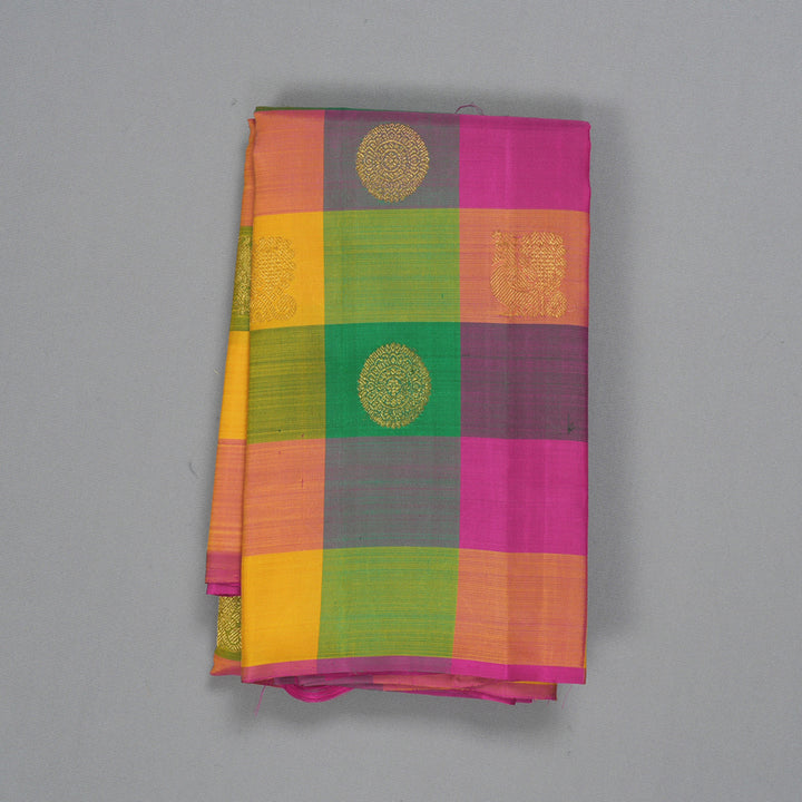 Hayagrivas Handloom Multicolour Checks Kanjivaram Silk Saree KBF249E3-1