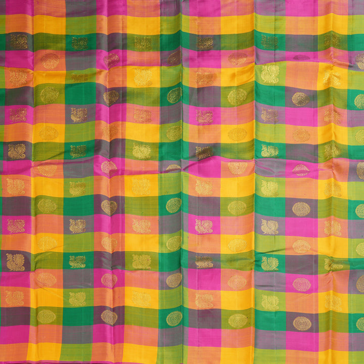 Hayagrivas Handloom Multicolour Checks Kanjivaram Silk Saree KBF249E3-1