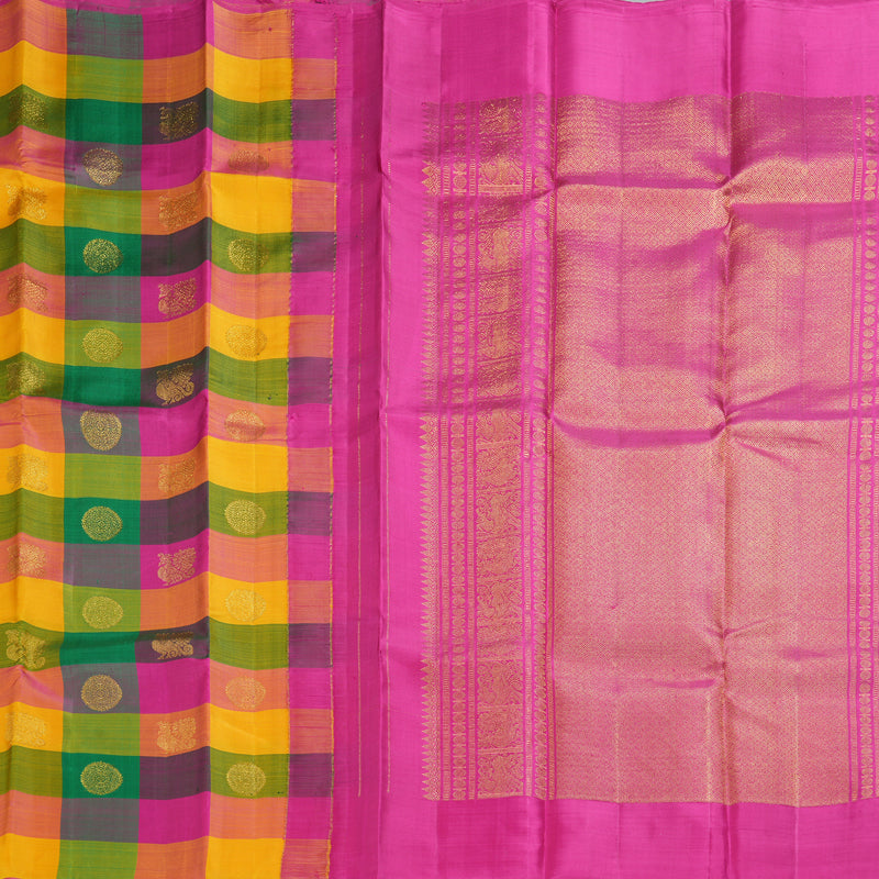 Hayagrivas Handloom Multicolour Checks Kanjivaram Silk Saree KBF249E3-1