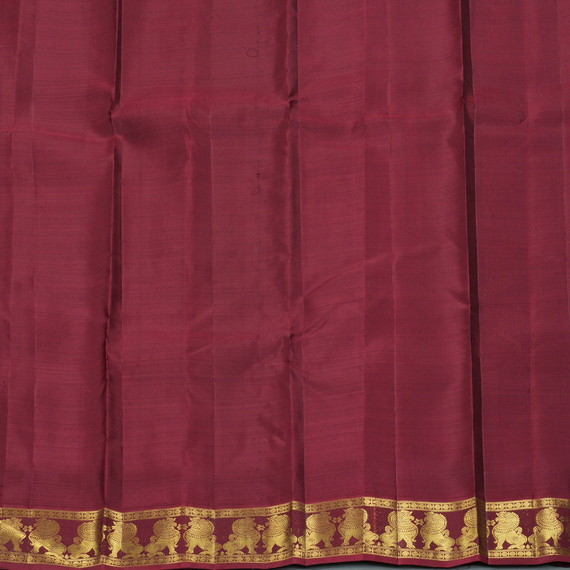 Hayagrivas Handloom Deep Nagapazham Kanjivaram Silk Saree with Wine Maroon Border KBF249E6-1