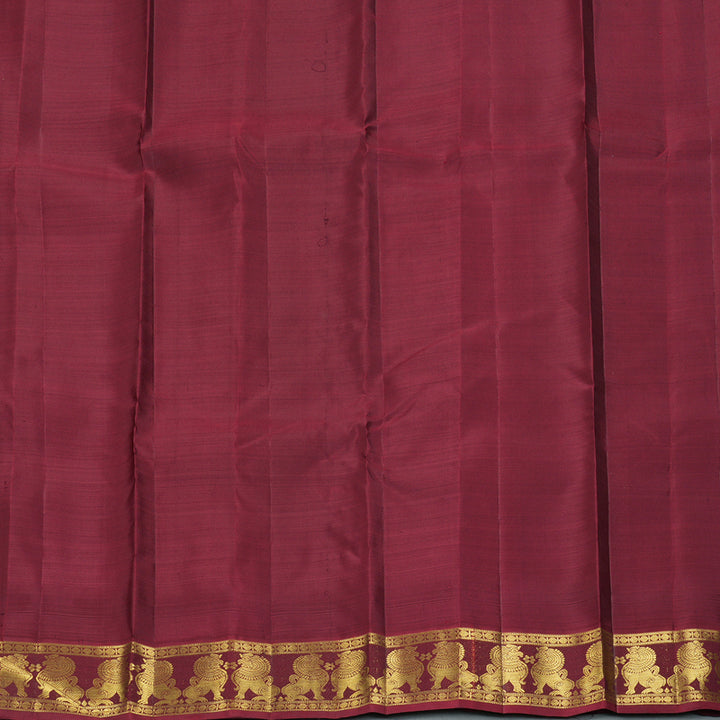 Hayagrivas Handloom Deep Nagapazham Kanjivaram Silk Saree with Wine Maroon Border KBF249E6-1