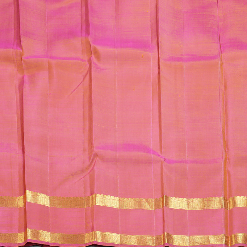 Hayagrivas Handloom Fluorescent Green Kanjivaram Silk Saree with Onion Pink Border KBF249E6-4