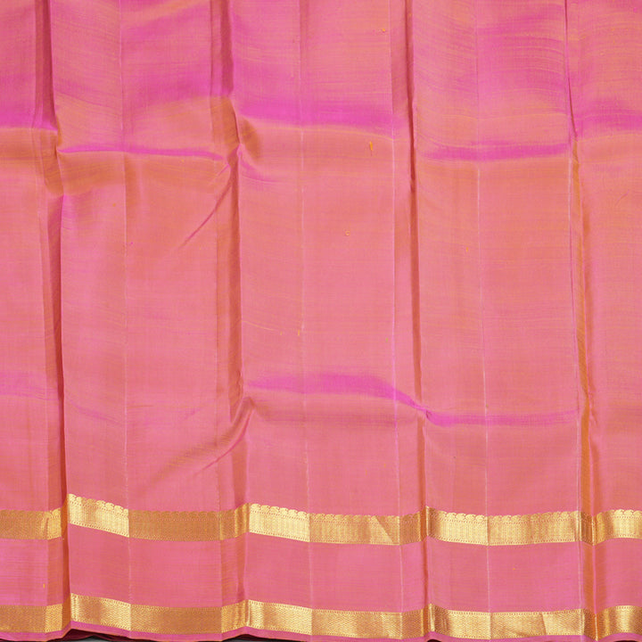 Hayagrivas Handloom Fluorescent Green Kanjivaram Silk Saree with Onion Pink Border KBF249E6-4