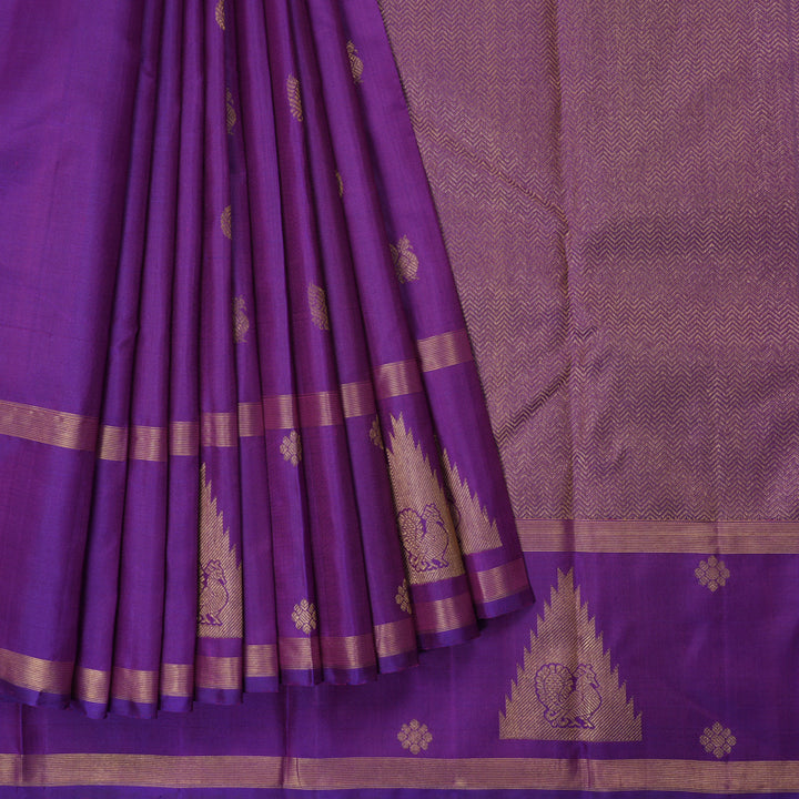 Hayagrivas Handloom Purple Kanjivaram Silk Saree KBF249E7-1