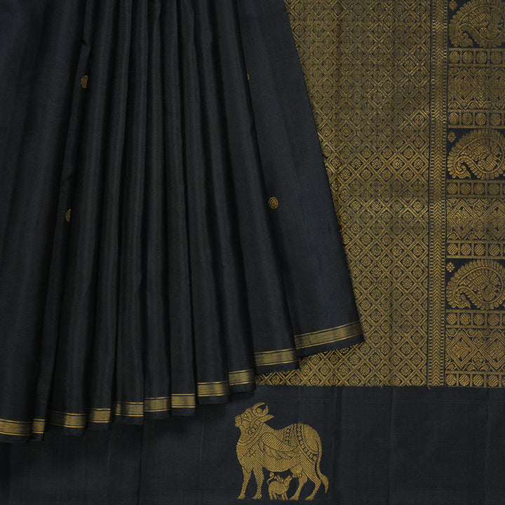 Hayagrivas Handloom Black Kanjivaram Silk Saree KBF249E7-2
