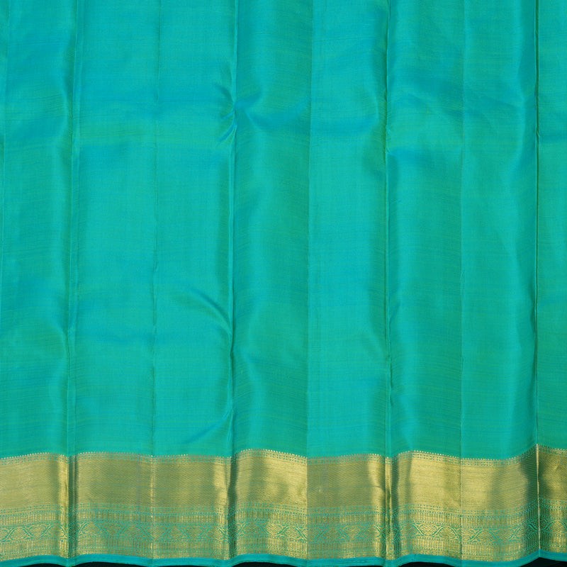 Hayagrivas Handloom Lime Green Kanjivaram Silk Saree with Sky Blue Border KBF24D1-1