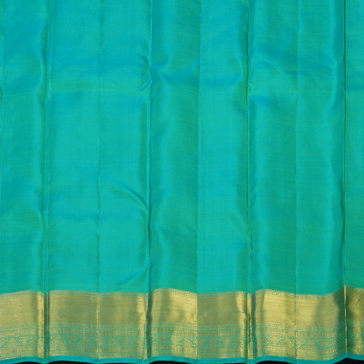 Hayagrivas Handloom Lime Green Kanjivaram Silk Saree with Sky Blue Border KBF24D1-1
