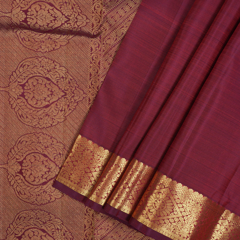 Hayagrivas Handloom Wine Maroon Kanjivaram Silk Saree KBF24D1-12
