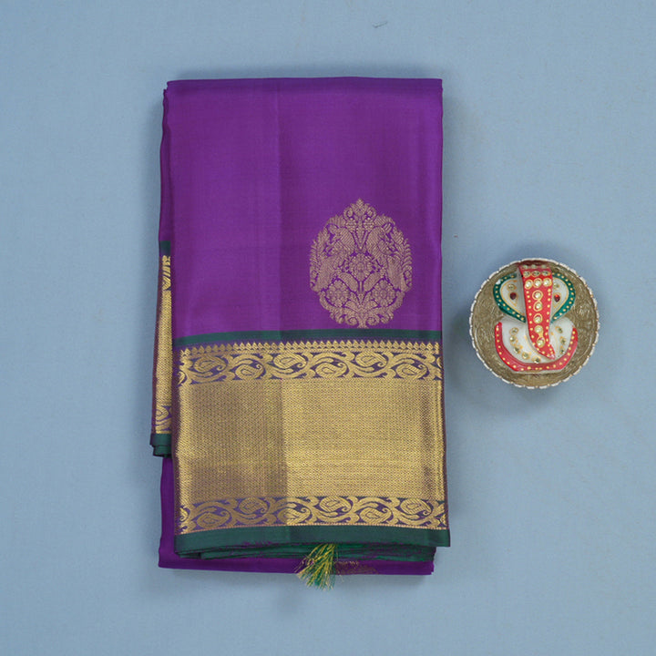 Hayagrivas Handloom Purple Kanjivaram Silk Saree with Mayilkazhuthu Border KBF24D1-16