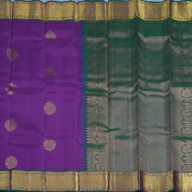 Hayagrivas Handloom Purple Kanjivaram Silk Saree with Mayilkazhuthu Border KBF24D1-16