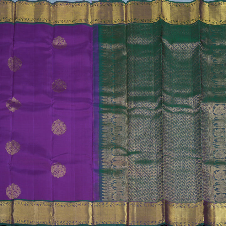 Hayagrivas Handloom Purple Kanjivaram Silk Saree with Mayilkazhuthu Border KBF24D1-16