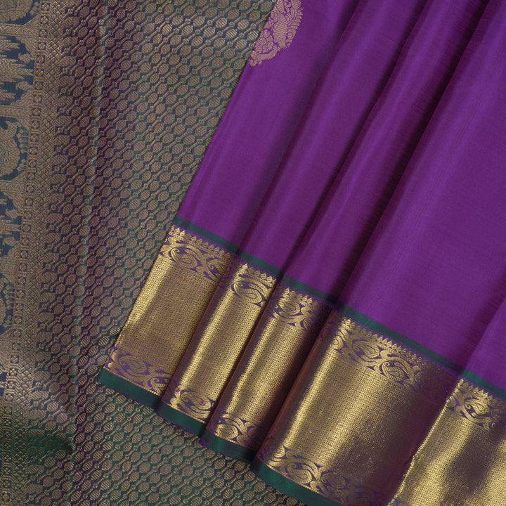 Hayagrivas Handloom Purple Kanjivaram Silk Saree with Mayilkazhuthu Border KBF24D1-16