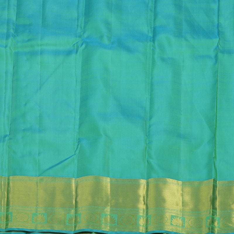 Hayagrivas Handloom Lime Green Kanjivaram Silk Saree with Sky Blue Border KBF24D1-21