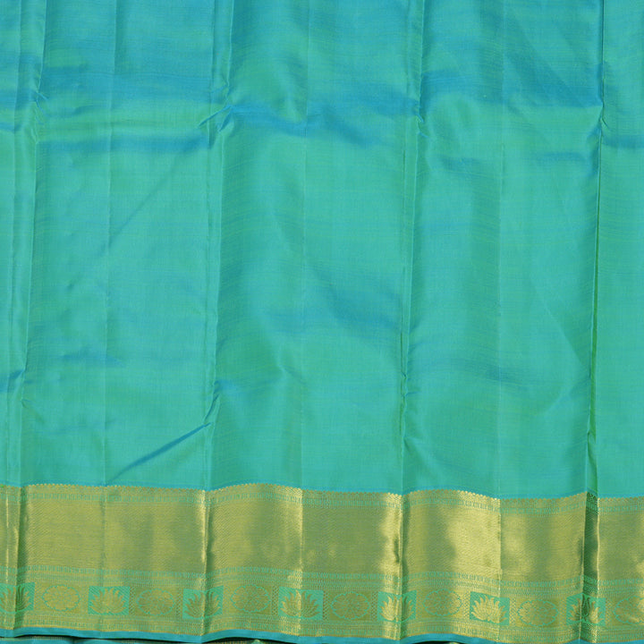 Hayagrivas Handloom Lime Green Kanjivaram Silk Saree with Sky Blue Border KBF24D1-21