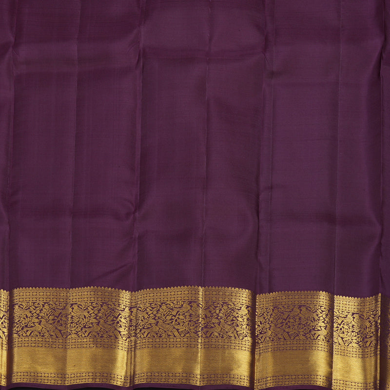 Hayagrivas Handloom Rust Orange Kanjivaram Silk Saree with Plum Purple Border KBF24D1-17