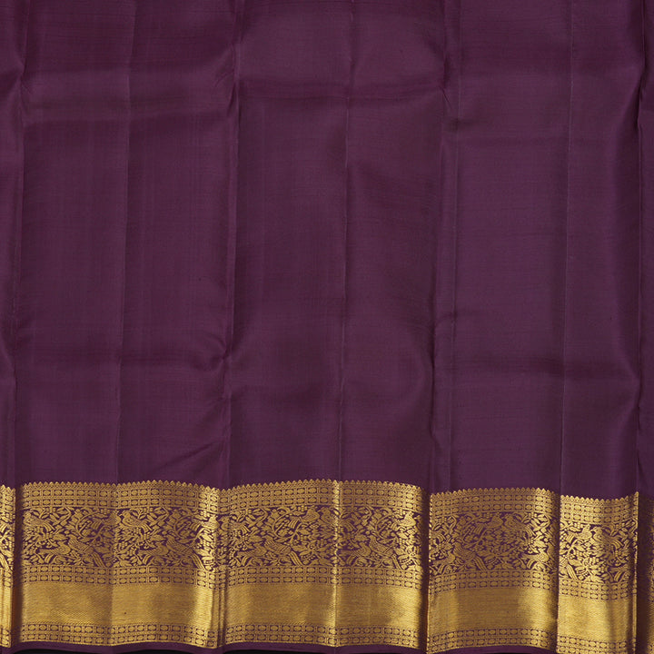 Hayagrivas Handloom Rust Orange Kanjivaram Silk Saree with Plum Purple Border KBF24D1-17