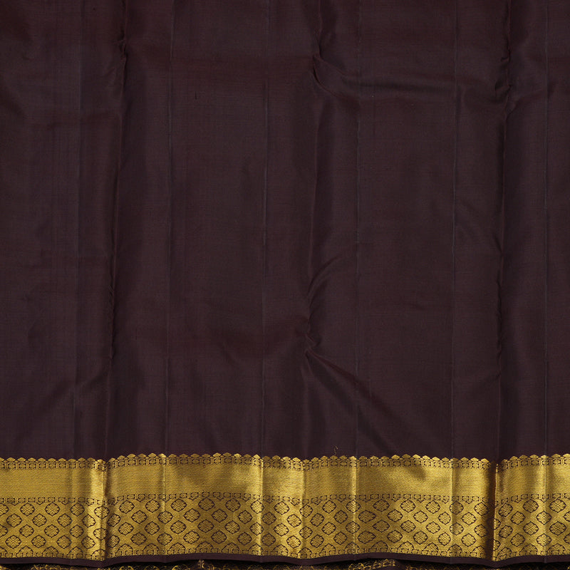 Hayagrivas Handloom Rust Orange Kanjivaram Silk Saree with Coffee Brown Border KBF24D1-7