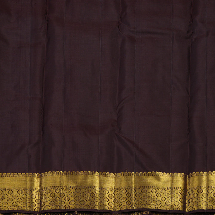 Hayagrivas Handloom Rust Orange Kanjivaram Silk Saree with Coffee Brown Border KBF24D1-7