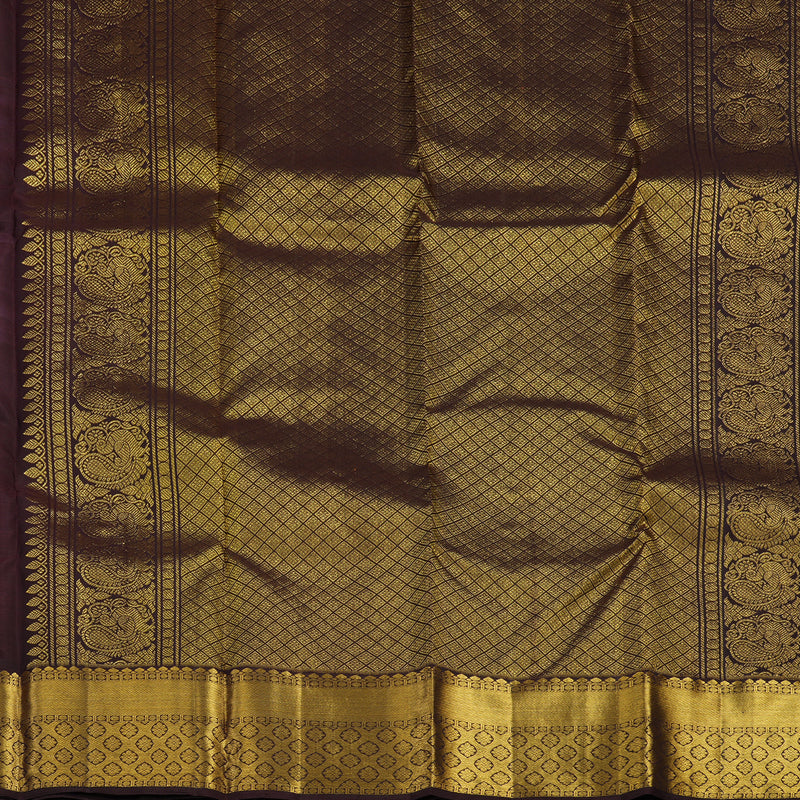 Hayagrivas Handloom Rust Orange Kanjivaram Silk Saree with Coffee Brown Border KBF24D1-7