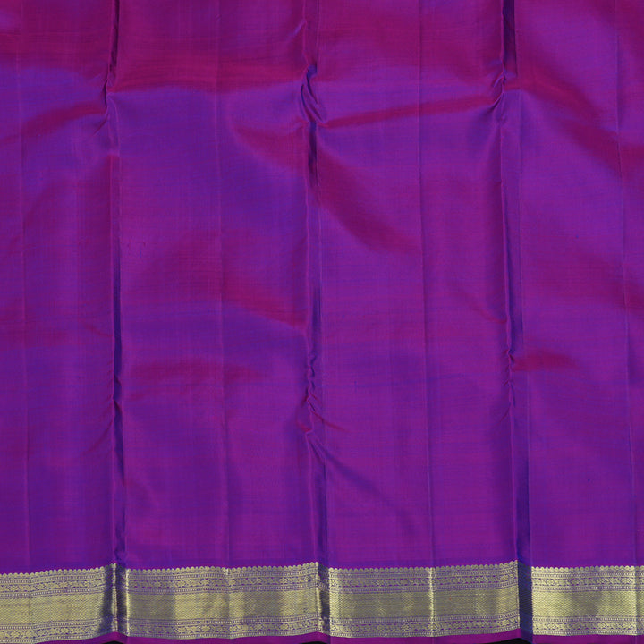 Hayagrivas Handloom Peacock Blue Kanjivaram Silk Saree with Purple Border KBF24D1-9