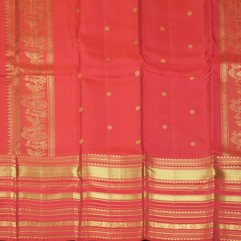 Hayagrivas Handloom Reddish-Pink Kanjivaram Silk Saree KBF24D3-2