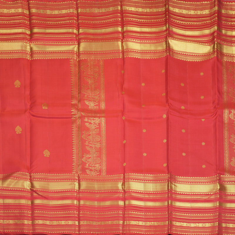 Hayagrivas Handloom Reddish-Pink Kanjivaram Silk Saree KBF24D3-2